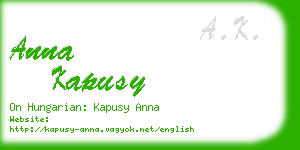 anna kapusy business card